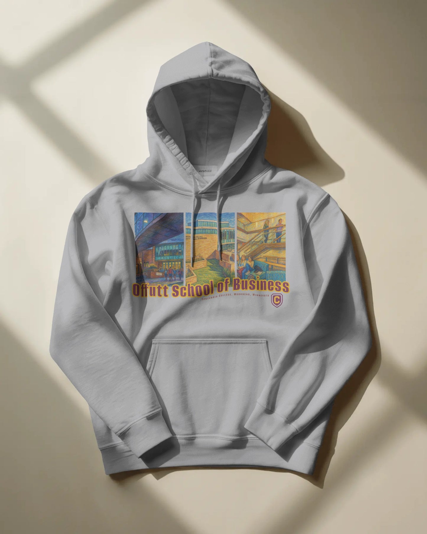 Offutt School of Business Watercolor Hoodie – Grey