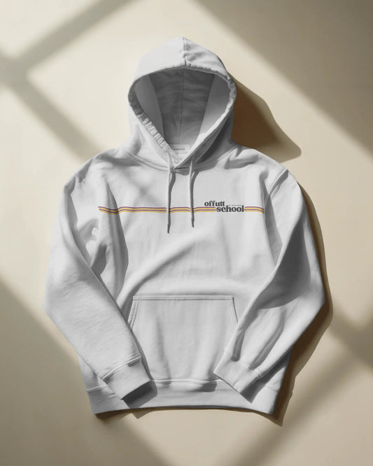 Offutt School of Business Retro Stripe Hoodie – White