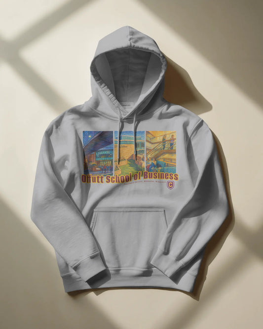 Offutt School of Business Watercolor Hoodie – Grey