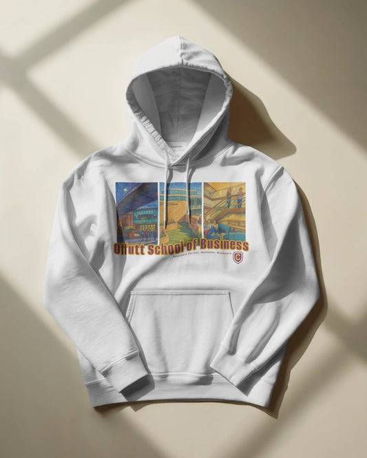 Offutt School of Business Watercolor Hoodie – White